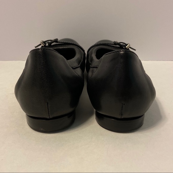 AGL Cap Toe Black Leather Slip On Ballet Flat - Picture 9 of 14